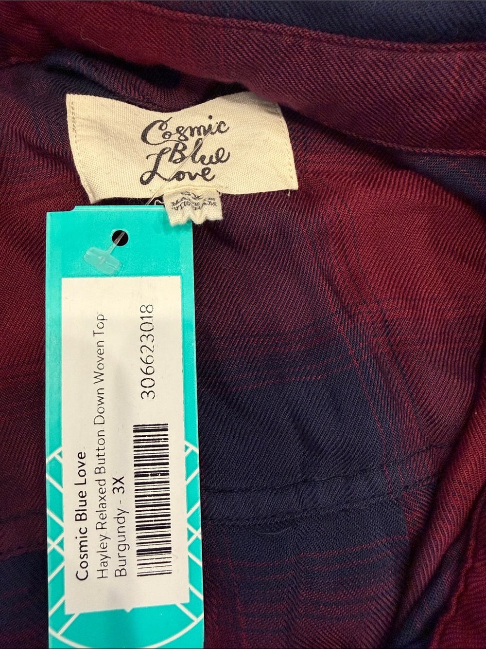 NWT Red and Navy Plaid Button-Up Shirt - Women’s plus 3X - Picture 2 of 2